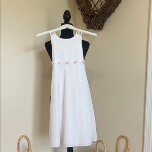 Bonnie Jean White Dress with Pink Accents